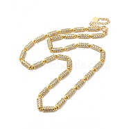 Clear Cubic Zirconia Column Link Chain Necklace, Rack Plating Brass Jewelry for Women, Cadmium Free & Lead Free, Real 18K Gold Plated, 16.54 inch(42cm)(NJEW-E074-04G)