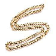 304 Stainless Steel Cuban Link Chain Necklaces, with Lobster Claw Clasps, Golden, 23.4 inch(59.5cm), 7mm(NJEW-L159-02A-G)
