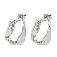 304 Stainless Steel Stud Earrings, Twist Oval, Stainless Steel Color, 20.5x14.5mm(EJEW-R157-11P)