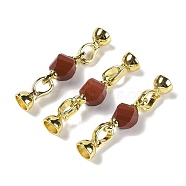 Natural Red Jasper with Brass Fold Over Clasps, Real 18K Gold Plated, Long-Lasting Plated, Rack Plating, Faceted Twist, 45mm(G-G141-02G-17)