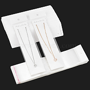 Rectangle Necklace Display Sets Cardboard Paper Cards, with Self Adhesive Cellophane Bags, White, Card: 21x5.5x0.05cm, Bag: 27.5cm(NDIS-NB0001-03)