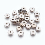 CCB Plastic Bead Spacers, Flat Round, Platinum, 8x2.5mm, Hole: 1.5mm(CCB-E056-07P)