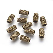 Tibetan Style Zinc Alloy Beads, Lead Free & Cadmium Free, Tube, Antique Bronze, 12x7mm, Hole: 3.5mm(MLF0984Y-NF)