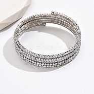 Platinum Brass Multi Layer Wrap Bracelets, Cubic Zirconia Tennis Bracelet, Clear, No Size(RM1445-4)