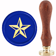 Brass Wax Seal Stamp with Handle, for DIY Scrapbooking, Star Pattern, 3.5x1.18 inch(8.9x3cm)(AJEW-WH0184-0721)