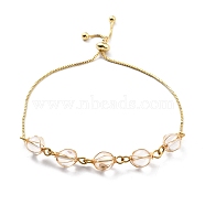 Natural Quartz Wrapped Bracelets, Golden Brass Slider Bracelet for Women, Lead Free & Cadmium Free, 10-5/8 inch(27cm)(BJEW-A122-10G)