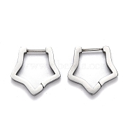 Tarnish Resistant 304 Stainless Steel Star Huggie Hoop Earrings, Stainless Steel Color, 18x18x3mm, Pin: 1mm(STAS-J033-06P)