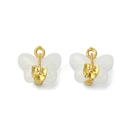 Light Gold Tone Alloy with Glass Charms, Butterfly Charm, WhiteSmoke, 14~14.5x14~14.5x9~9.5mm, Hole: 1.5~1.8mm(PALLOY-Q457-01G-01)