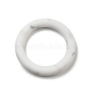 Ring Silicone Beads, Chewing Beads For Teethers, DIY Nursing Necklaces Making, White, 65x10mm, Hole: 3mm, Inner Diameter: 46mm(SIL-R013-02C)