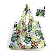 Foldable Oxford Cloth Grocery Bags, Reusable Waterproof Shopping Tote Bags, with Pouch and Bag Handle, Leaf, 68x58cm(PW-WG48354-05)