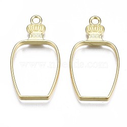 Rack Plating Alloy Bottle Open Back Bezel Pendants, For DIY UV Resin, Epoxy Resin, Pressed Flower Jewelry, Hollow, Cadmium Free & Nickel Free & Lead Free, Golden, 42x22.5x3.5mm, Hole: 3mm(PALLOY-S047-31E-FF)