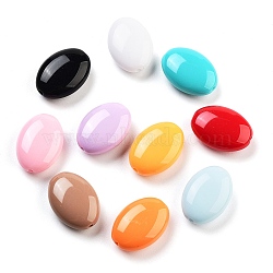 Spray Painter Acrylic Beads, Oval, Mixed Color, 19.5x14x7mm, Hole: 1.6mm(X-OACR-S136-09)