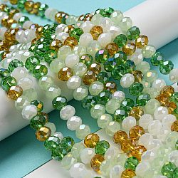 Glass Beads Strands, Faceted, Rondelle, Dark Sea Green, 8x6mm, Hole: 1mm, about 65~68pcs/strand, 15.7~16.1 inch(40~41cm)(EGLA-A034-M8mm-55)