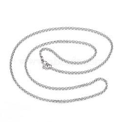 304 Stainless Steel Necklaces, Rolo Chain Necklaces, Stainless Steel Color, 23.62 inch(60cm)(NJEW-E080-02P)