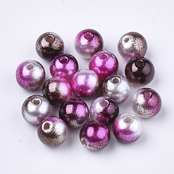 Rainbow ABS Plastic Imitation Pearl Beads, Gradient Mermaid Pearl Beads, Round, Coconut Brown, 4x3.5mm, Hole: 1.2mm, about 288pcs/8g(X-OACR-Q174-4mm-12)