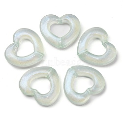 Luminous Transparent Acrylic Beads, Glow in the Dark, with Glitter Powder, Heart, Light Green, 26x29x5mm, Hole: 3mm(MACR-D024-19G)