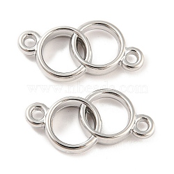 Rack Plating Alloy Connector Charms, Cadmium Free & Nickel Free & Lead Free, Double Rings, Platinum, 12x26x4mm, Hole: 2mm(PALLOY-D023-34P)