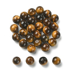 Natural Tiger Eye Round Beads, 10mm, Hole: 1mm(G-YW0001-57)
