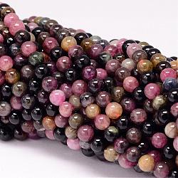 Natural Tourmaline Beads Strands,  Round, 6mm, Hole: 1mm, about 76pcs/strand, 15.7 inch(G-P132-07-6mm)