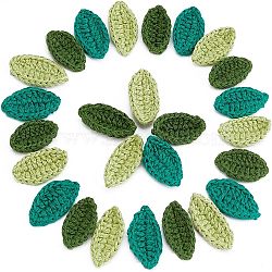 30Pcs 3 Colors Cotton Knitting Artificial Ornament Accessories, Leaf, Mixed Color, 30~36x15~16x1.5mm, 10pc/color(DIY-FG0002-97)