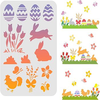 Large Plastic Reusable Drawing Painting Stencils Templates, for Painting on Scrapbook Fabric Tiles Floor Furniture Wood, Rectangle, Rabbit Pattern, 297x210mm