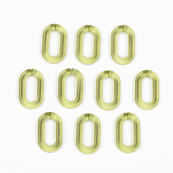 Transparent Acrylic Linking Rings, Quick Link Connectors, for Cable Chains Making, Unwelded, Oval, Yellow Green, 27x16.5x4.5mm, Inner Diameter: 18x7.5mm