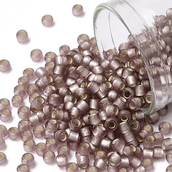 TOHO Round Seed Beads, Japanese Seed Beads, (26F) Silver Lined Frost Light Amethyst, 8/0, 3mm, Hole: 1mm, about 1110pcs/50g