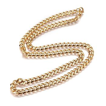 304 Stainless Steel Cuban Link Chain Necklaces, with Lobster Claw Clasps, Golden, 23.4 inch(59.5cm), 7mm