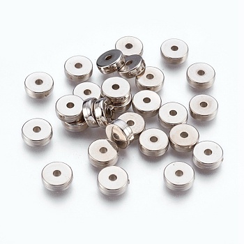 CCB Plastic Bead Spacers, Flat Round, Platinum, 8x2.5mm, Hole: 1.5mm