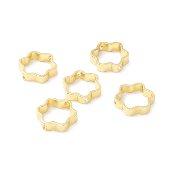 Brass Bead Frame, Long-Lasting Plated, Flower, Real 18K Gold Plated, 12x13x3mm, Hole: 1mm