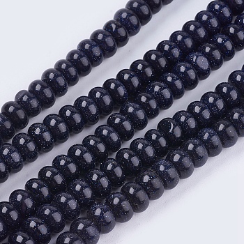 Synthetic Blue Goldstone Beads Strands, Rondelle, Prussian Blue, 8x5mm, Hole: 1mm, about 60~65pcs/strand, 15.7 inch