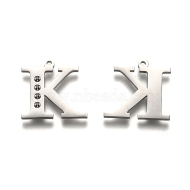 304 pendentif lettre en acier inoxydable sertis strass(STAS-Y006-61P-K)-2