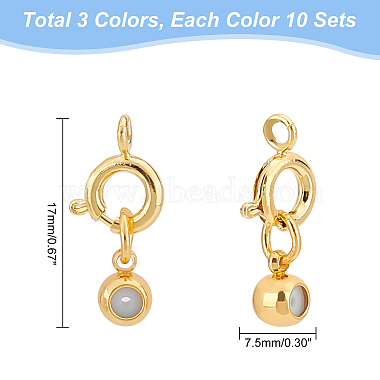 Elite 30 Sets 3 Colors Brass Spring Ring Clasps and Silicone Beads(KK-PH0004-79)-5