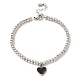 304 Stainless Steel Heart Charm Bracelet with Enamel(BJEW-B057-08P)-1