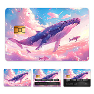 Plastic Waterproof Card Stickers, Self-adhesion Card Skin for Bank Card Decor, Rectangle, Whale, 140x190mm(STIC-WH0032-163)