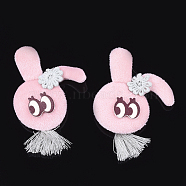 Handmade Bunny Cotton Cloth Costume Accessories, with Tassel, Rabbit Head with Flower, Pink, 55~60x40~45x7~10mm
(X-FIND-T021-02A)