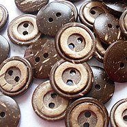 Carved 2-hole Basic Sewing Button, Coconut Button, Coconut Brown, about 13mm in diameter, about 100pcs/bag(NNA0YXY)