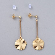Brass Dangle Stud Earrings, with Cubic Zirconia, Iron Bar Links, Brass Stud Earring Findings, Brass & Plastic Ear Nuts, Flat Round, Golden, 46.5mm, Pin: 0.8mm(EJEW-JE03967-02)