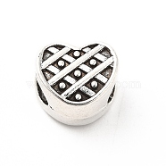 Tibetan Style Alloy European Beads, Large Hole Beads, Heart, Antique Silver, 10x11x9mm, Hole: 5.4mm, about 179pcs/500g(PALLOY-P293-134AS)