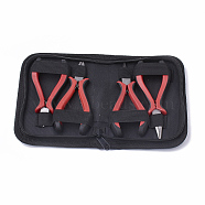 45# Carbon Steel Jewelry Plier Sets, including Wire Cutter Plier, Round Nose Plier, Side Cutting Plier and Mini Wire Cutter Plier, Red, 16x11.5x3.5cm, 4pcs/set(PT-T001-12)