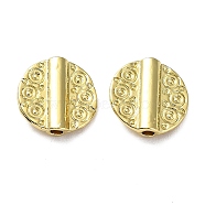 Rack Plating Alloy Beads, Long-Lasting Plated, Lead Free & Cadmium Free, Textured, Flat Round, Real 18K Gold Plated, 10x2.5mm, Hole: 1.4mm(PALLOY-D024-09G)