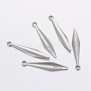 316 Surgical Stainless Steel Pendants, Rhombus, Carved 316L, Stainless Steel Color, 20x3.5x1mm, Hole: 1mm(STAS-P198-04)