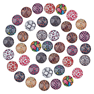 SUNNYCLUE 200Pcs Animal Skin Printed Glass Cabochons, Half Round/Dome with Leopard Print Pattern, Mixed Color, 12x4mm(GGLA-SC0001-54)