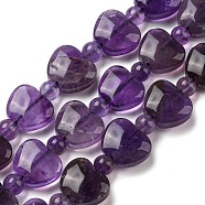 Natural Amethyst Beads Strands, Apple, 9x10.5x5mm, Hole: 1mm, about 35pcs/strand, 15.47''~15.67'' (39.3~39.8cm)(G-C062-A08-01)