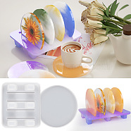 Round Cup Mat & Holder Silicone Molds, Resin Casting Coaster Molds, for UV Resin, Epoxy Resin Craft Making, White, 100~103x100~121x0.5~23mm, 5pcs/set(WG13808-01)