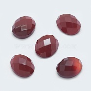 Natural Carnelian Cabochons, Faceted, Oval, 10x8x4mm(G-G760-A01)