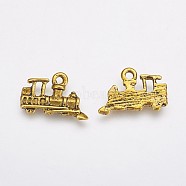 Metal Alloy Pendants, Cadmium Free & Lead Free, Train, Antique Golden, 17.8x11.5x2mm, Hole: 2mm(PALLOY-A13039-AG)