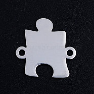 201 Stainless Steel Links connectors, Stamping Blank Tag, Puzzle, Stainless Steel Color, 15x15x1mm, Hole: 1.5mm(STAS-S105-JN404)