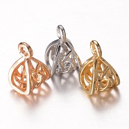 Hollow Brass Charms, Mixed Color, 12x7.5x7mm, Hole: 2mm(X-KK-N0099-004)