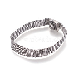 Iron Mesh Chain Bracelet Making, with Magnetic Clasps, Fit Slide Charms, Stainless Steel Color, 9 inch(23cm), 10mm(X-MAK-E667-01P)